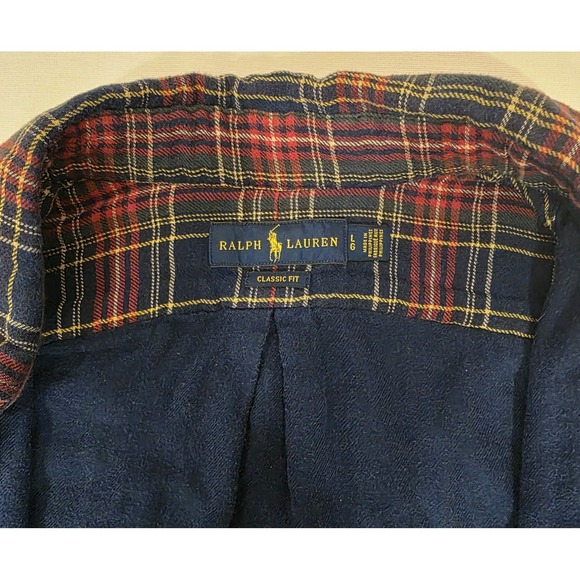 Polo by Ralph Lauren Men's Red Blue White Plaid Long Sleeve Shirt. Size L - Picture 5 of 10